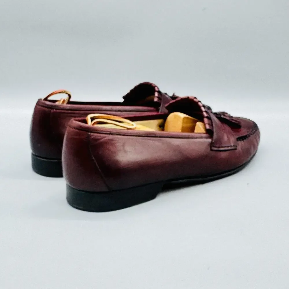 Johnston & Murphy Shoes Mens 11 Red Leather Kiltie Tassel Loafers Dress Casual